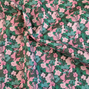 Toile de coton Belles de Jour – Rose et Vert foncé, en Pré-commande