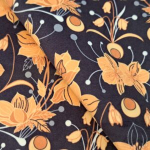 NOUVEAU – Velours oeko-tex imprimé en France – Motif – Elégante Hellébore – Noir