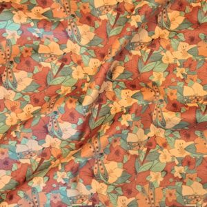 Velours oeko-tex – Motif – Belles de Jour Automnale