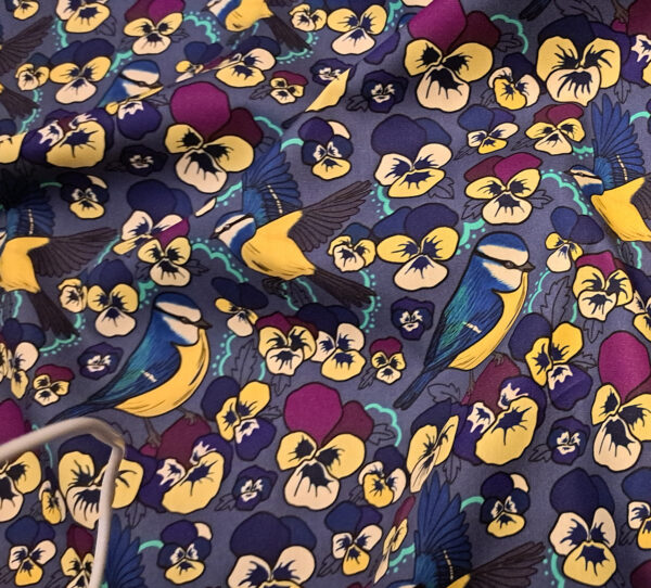 Nouveau - Popeline oeko-tex imprimé en France - Motif Mésange - Pensée d'une Mésange - Fond Jean – Image 4