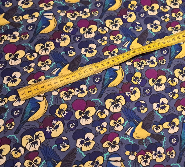 Nouveau - Popeline oeko-tex imprimé en France - Motif Mésange - Pensée d'une Mésange - Fond Jean – Image 7