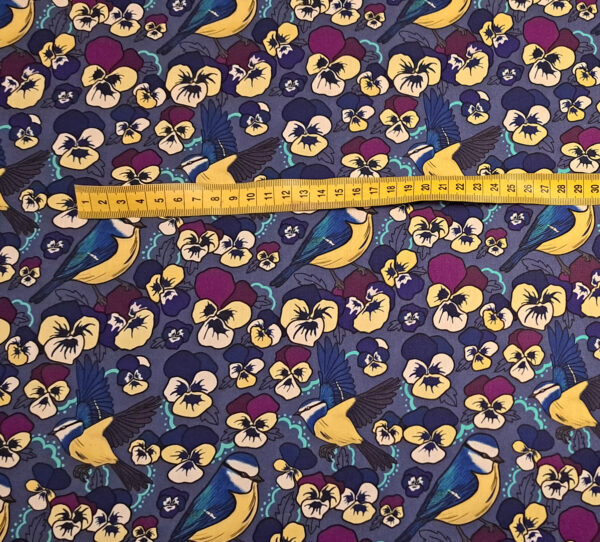 Nouveau - Popeline oeko-tex imprimé en France - Motif Mésange - Pensée d'une Mésange - Fond Jean – Image 8