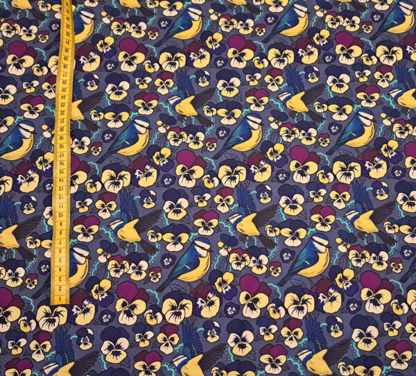 Nouveau - Popeline oeko-tex imprimé en France - Motif Mésange - Pensée d'une Mésange - Fond Jean – Image 9