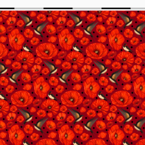 Nouveau – Popeline oeko-tex imprimé en France – Motif hirondelles et coquelicots- Promesse d’Hirondelles – Fond Rouge