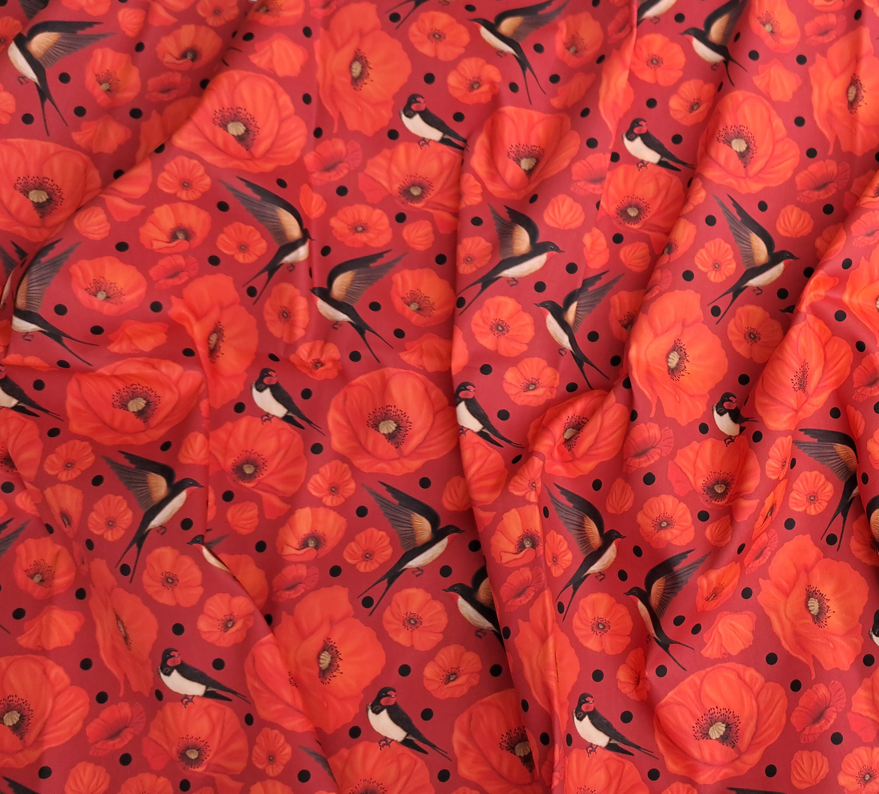 Popeline oeko-tex imprimé en France – Motif Mésange – Pensée d’une Mésange – Fond Jean