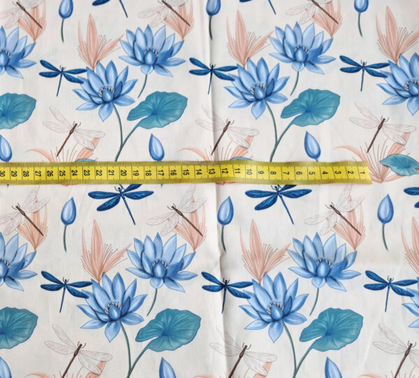 Nouveau - Popeline oeko-tex imprimé en France - Motif Egypte Libellules- Eclat du Nil - Fond Sable – Image 11
