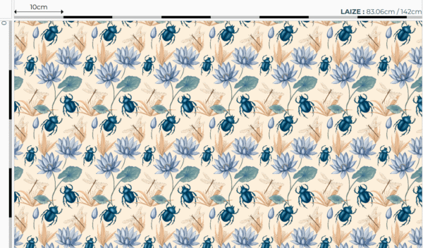 Nouveau - Popeline oeko-tex imprimé en France - Motif Egypte Scarabées- Eclat du Nil - Fond Sable – Image 5