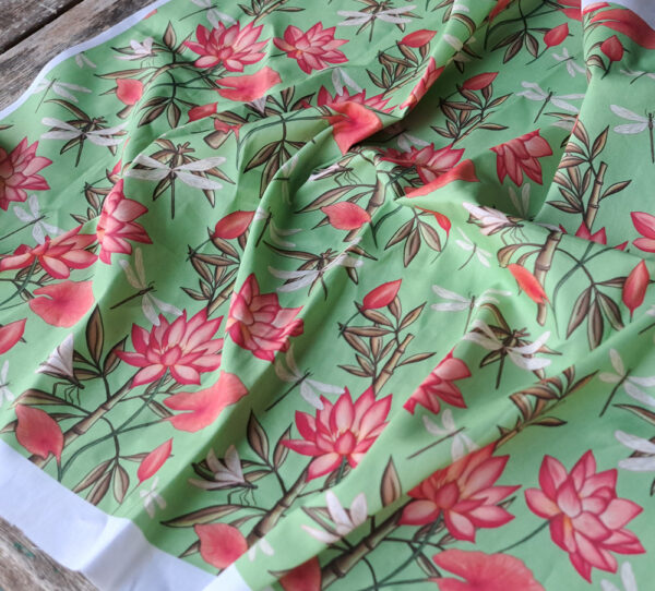 Nouveau - Popeline oeko-tex imprimé en France - Motif - Eclat d'Orient - Fond Jade – Image 2