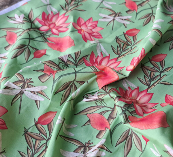 Nouveau - Popeline oeko-tex imprimé en France - Motif - Eclat d'Orient - Fond Jade – Image 5