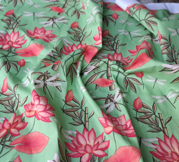 Nouveau - Popeline oeko-tex imprimé en France - Motif - Eclat d'Orient - Fond Jade – Image 10