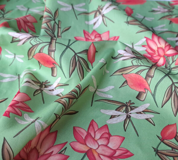 Nouveau - Popeline oeko-tex imprimé en France - Motif - Eclat d'Orient - Fond Jade – Image 11