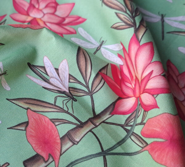 Nouveau - Popeline oeko-tex imprimé en France - Motif - Eclat d'Orient - Fond Jade – Image 13