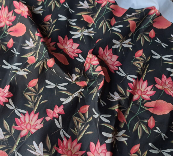Nouveau - Popeline oeko-tex imprimé en France - Motif - Eclat d'Orient - Fond Noir – Image 3