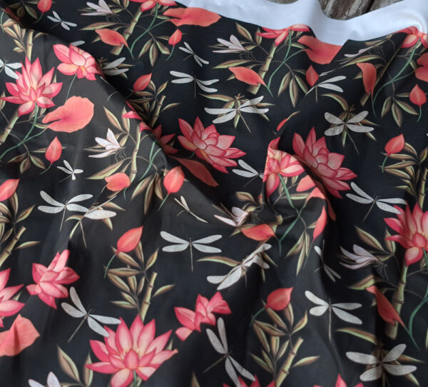 Nouveau - Popeline oeko-tex imprimé en France - Motif - Eclat d'Orient - Fond Noir – Image 4