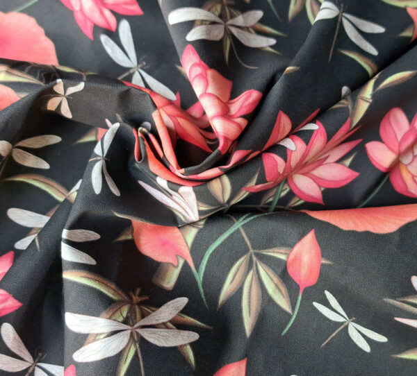Nouveau - Popeline oeko-tex imprimé en France - Motif - Eclat d'Orient - Fond Noir – Image 6
