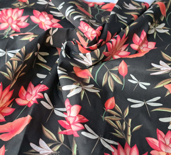 Nouveau - Popeline oeko-tex imprimé en France - Motif - Eclat d'Orient - Fond Noir – Image 8