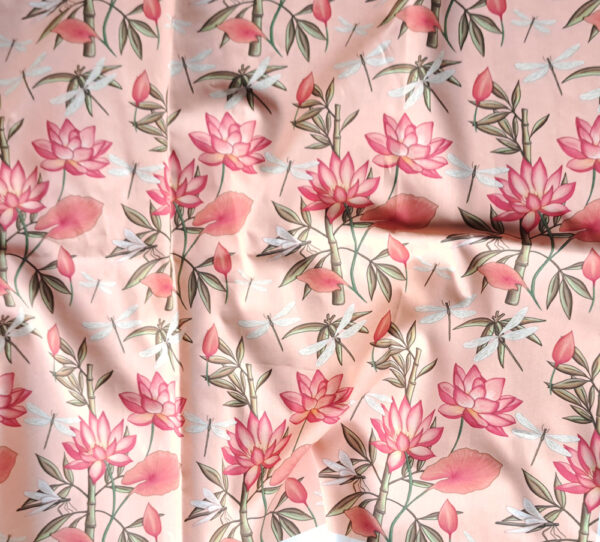 Nouveau - Popeline oeko-tex imprimé en France - Motif - Eclat d'Orient - Fond Saumon – Image 4
