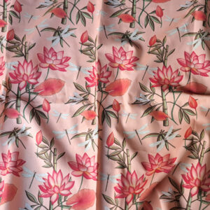 Nouveau – Popeline oeko-tex imprimé en France – Motif – Eclat d’Orient – Fond Saumon
