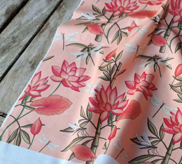Nouveau - Popeline oeko-tex imprimé en France - Motif - Eclat d'Orient - Fond Saumon – Image 8