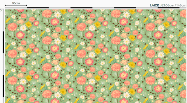 Popeline oeko-tex imprimé en France - Motif - Murmures du désert (sans fennec) - Fond Amande – Image 3