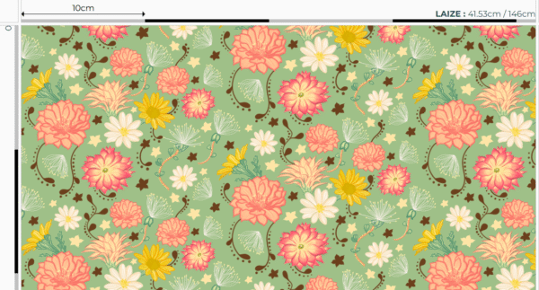 Popeline oeko-tex imprimé en France - Motif - Murmures du désert (sans fennec) - Fond Amande – Image 5