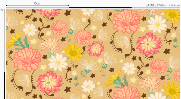 Popeline oeko-tex imprimé en France - Motif - Murmures du désert (sans fennec) - Fond Sable – Image 4