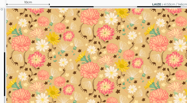 Popeline oeko-tex imprimé en France - Motif - Murmures du désert (sans fennec) - Fond Sable