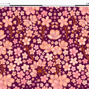 Popeline oeko-tex imprimé en France – Motif Sakura – Le Vent des Cerisiers (sans kitsune) – Fond Cerisier (Copie)