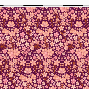 Popeline oeko-tex imprimé en France – Motif Sakura – Le Vent des Cerisiers (sans kitsune) – Fond Cerisier (Copie)