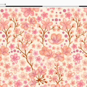 Popeline oeko-tex imprimé en France – Motif Sakura – Le Vent des Cerisiers (sans kitsune) – Fond Ecru
