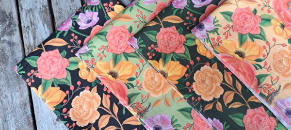 Nouveau - Popeline oeko-tex imprimé en France - Motif - Lisière d'Automne - Fond Kaki SANS Rouge-Gorge – Image 6