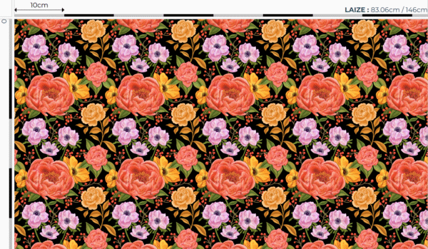 Nouveau - Popeline oeko-tex imprimé en France - Motif - Lisière d'Automne - Fond Noir SANS Rouge-Gorge – Image 2