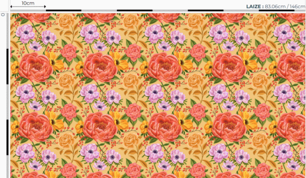 Nouveau - Popeline oeko-tex imprimé en France - Motif - Lisière d'Automne - Fond Orange Pastel SANS Rouge-Gorge – Image 3