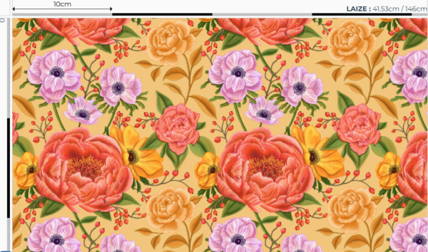 Nouveau - Popeline oeko-tex imprimé en France - Motif - Lisière d'Automne - Fond Orange Pastel SANS Rouge-Gorge – Image 4