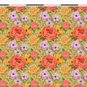 Nouveau – Popeline oeko-tex imprimé en France – Motif – Lisière d’Automne – Fond Vert Pastel SANS Rouge-Gorge
