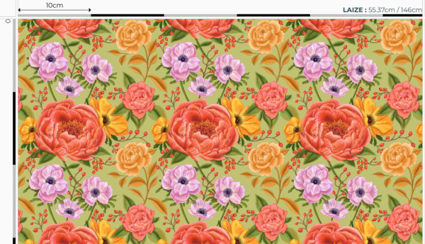Nouveau - Popeline oeko-tex imprimé en France - Motif - Lisière d'Automne - Fond Vert Pastel SANS Rouge-Gorge