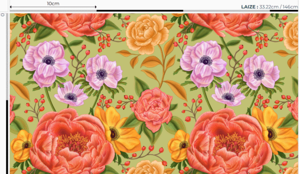 Nouveau - Popeline oeko-tex imprimé en France - Motif - Lisière d'Automne - Fond Vert Pastel SANS Rouge-Gorge – Image 3