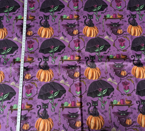 Nouveau - Popeline oeko-tex imprimé en France - Motif - Sortilèges - Fond Mauve – Image 11
