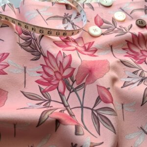 Velours oeko-tex imprimé en France – Motif – Eclat d’Orient – Fond Saumon