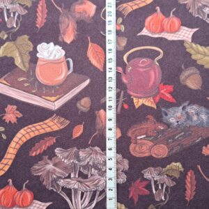 Nouveau – Velours oeko-tex imprimé en France – Motif – Au coin du feu – Fond Marron Foncé Nouveau – Velours oeko-tex imprimé en France – Motif – Au coin du feu – Fond Marron Foncé