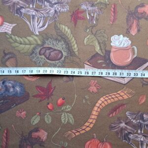 Nouveau – Velours oeko-tex imprimé en France – Motif – Au coin du feu – Fond Olive Nouveau – Velours oeko-tex imprimé en France – Motif – Au coin du feu – Fond Olive