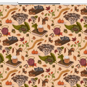 Nouveau – Velours oeko-tex imprimé en France – Motif – Au coin du feu – Fond Ecru -Taille S