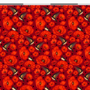 Velours oeko-tex imprimé en France – Motif hirondelles et coquelicots- Promesse d’Hirondelles – Fond Rouge – Taille S