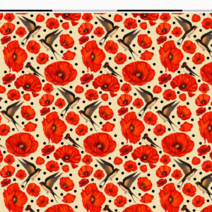 Velours oeko-tex imprimé en France – Motif hirondelles et coquelicots- Promesse d’Hirondelles – Fond Ecru – Taille S