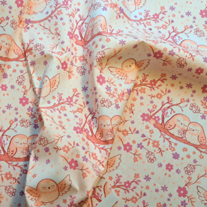 Nouveau – Popeline oeko-tex imprimé en France – Motif Au coeur de la douceur – Fond Ecru