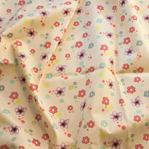 Nouveau – Popeline bio oeko-tex imprimé en France – Motif Fleurs de Pêcher- Fond Ecru Nouveau – Popeline bio oeko-tex imprimé en France – Motif Fleurs de Pêcher- Fond Ecru