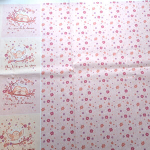 Nouveau – Popeline oeko-tex imprimé en France – Motif Panneau créatif Chouettes Nyctales – Fond Saumon