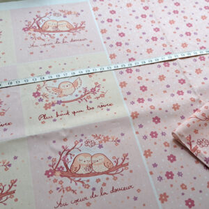 Nouveau – Coupon 12 x 12 cm – Popeline gots et oeko-tex imprimé en France – Au coeur de la douceur – Fond Ecru