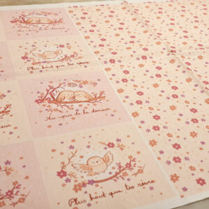 Nouveau – Popeline oeko-tex imprimé en France – Motif Panneau créatif Chouettes Nyctales – Fond Ecru