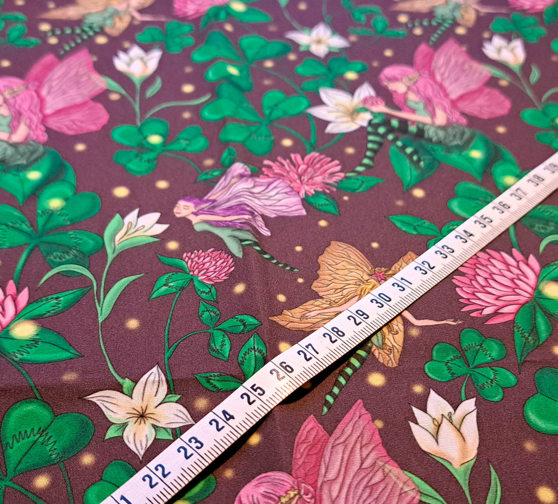 Nouveau – Popeline gots et oeko-tex imprimé en France – Motif Le Jardin des Fées – Fond Violet Nouveau - Popeline gots et oeko-tex imprimé en France - Motif Le Jardin des Fées - Fond Violet – Image 6